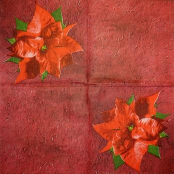 085 Weihnachten Blumen - 3-lagig (creme/Rand grün) - Ihr